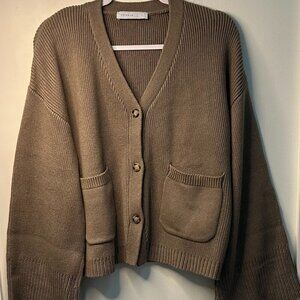 REVERIEE Wool-Blend Cardigan Size L